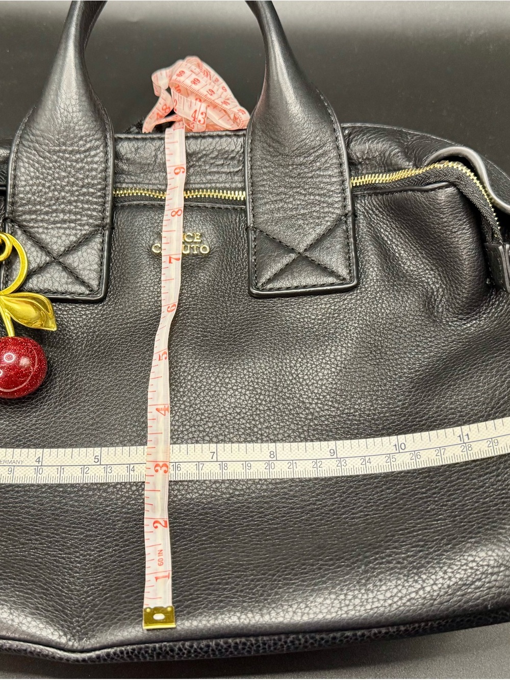 Vince Camuto Black Pebbled Leather Satchel Bag with Gold Hardware - Picture 5 of 8